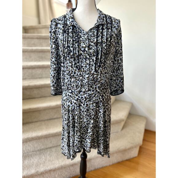 Zadig & Voltaire Blue & Olive Green & Black Leopard Print Shift Dress - Picture 1 of 10